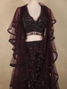 Wine Heavy Sequins and Beads Embroidered Design Net Mermaid Lehenga With Ruffle Dupatta