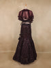 Wine Heavy Sequins and Beads Embroidered Design Net Mermaid Lehenga With Ruffle Dupatta