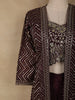 Wine Heavy Sequins and Zari Embroidered Design Crushed Indo Western Skirt Top with Long Jacket