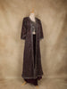 Wine Heavy Sequins and Zari Embroidered Design Crushed Indo Western Skirt Top with Long Jacket