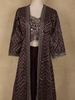 Wine Heavy Sequins and Zari Embroidered Design Crushed Indo Western Skirt Top with Long Jacket