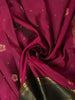 Wine Magenta Floral Butta Zari Woven Design Pure Kanchipuram Silk Saree with Contrast Zari Border
