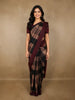Wine Maroon Checked Woven Design Pure Tussar Saree with Woven Border