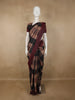 Wine Maroon Checked Woven Design Pure Tussar Saree with Woven Border