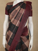 Wine Maroon Checked Woven Design Pure Tussar Saree with Woven Border