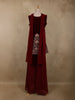 Wine Maroon Floral Embroidered Design Velvet Palazzo Suit with Dupatta