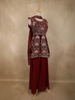 Wine Maroon Floral Embroidered Design Velvet Palazzo Suit with Dupatta
