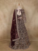 Wine Maroon Floral Embroidery Design Net Lehenga