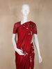 Wine Maroon Floral Leaf Sequins Design Chiffon Designer Saree