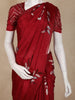Wine Maroon Floral Leaf Sequins Design Chiffon Designer Saree