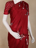 Wine Maroon Floral Leaf Sequins Design Chiffon Designer Saree