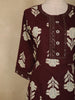 Wine Maroon Floral Printed Design Cotton Anarkali Salwar Suit with Dupatta