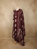 Wine Maroon Floral Printed Design Cotton Anarkali Salwar Suit with Dupatta