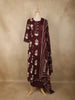Wine Maroon Floral Printed Design Cotton Anarkali Salwar Suit with Dupatta