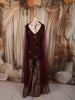 Wine Maroon Paisley Cutdana Beads Embroidered Design Banarasi Silk Party Wear Palazzo Suit with Matching Choker Dupatta
