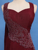 Wine Maroon Solid Design Georgette Gown