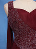 Wine Maroon Solid Design Georgette Gown