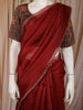 Wine Maroon Stone Embellished Design Tussar Fancy Saree with kalamkari Blouse
