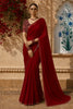 Wine Maroon Stone Embellished Design Tussar Fancy Saree with kalamkari Blouse