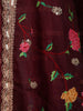 Wine Maroon Striped Metallic Woven Design Tissue Silk Unstitched Salwar Material with Matching Designer Dupatta