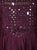 Wine Mirror Embroidered Cotton Anarkali Salwar Suit with Dupatta