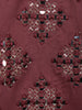 Wine Mirror Work Embroidered Cotton Kurta For Men