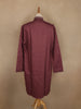 Wine Mirror Work Embroidered Cotton Kurta For Men