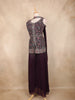 Wine Multicolor Floral Embroidered Georgette Peplum Palazzo Suit with Choker Dupatta
