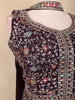 Wine Multicolor Floral Embroidered Georgette Peplum Palazzo Suit with Choker Dupatta