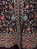 Wine Multicolor Floral Embroidered Georgette Peplum Palazzo Suit with Choker Dupatta