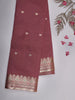 Wine Pink Butta Woven Design Soft Silk Saree with Silver Zari Floral Border