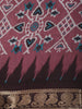Wine Pink Ikat Printed Chanderi Cotton Saree with Black Zari Border