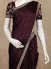 Wine Plain Satin Saree with Sequin Lace Border