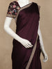 Wine Plain Satin Saree with Sequin Lace Border