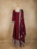 Wine Polka Dot Embroidered Georgette Gown with Dupatta