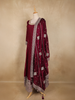 Wine Polka Dot Embroidered Georgette Gown with Dupatta