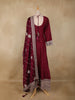Wine Polka Dot Embroidered Georgette Gown with Dupatta