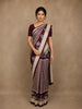 Wine Purple Checks Semi Tussar Saree With Designer Border