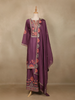 Wine Purple Floral Design Georgette Palazzo Salwar Suit