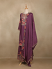 Wine Purple Floral Design Georgette Palazzo Salwar Suit