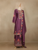 Wine Purple Floral Design Georgette Palazzo Salwar Suit