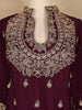 Wine Purple Floral Embroidered Georgette Palazzo Suit With Dupatta