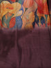 Wine Purple Floral Printed Design Crepe Silk Casual Wear Saree
