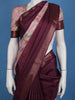 Wine Purple Floral Printed Design Semi Tussar Saree