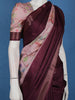 Wine Purple Floral Printed Design Semi Tussar Saree