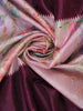 Wine Purple Floral Printed Design Semi Tussar Saree