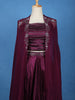 Wine Purple Floral Sequins Design Satin Skirt Top