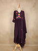 Wine Purple Floral Thread Embroidered Design Cotton Anarkali Salwar Suit with Dupatta