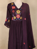 Wine Purple Floral Thread Embroidered Design Cotton Anarkali Salwar Suit with Dupatta