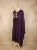 Wine Purple Floral Thread Embroidered Design Cotton Anarkali Salwar Suit with Dupatta